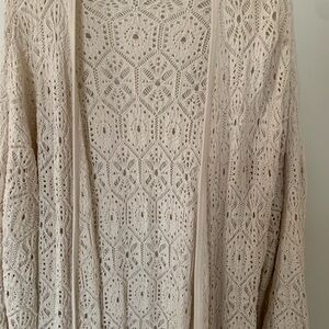 Cream crocheted ensemble.
The cardigan is Large and the dress is XL.